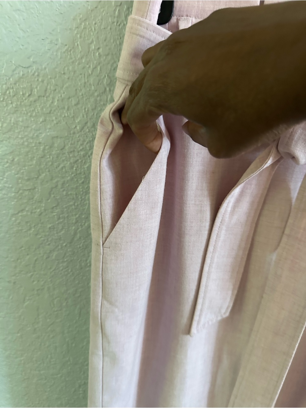 Ann Taylor Blush Pink Tie Waist Pencil Skirt Size 00 Belted Midi Career - Picture 5 of 12
